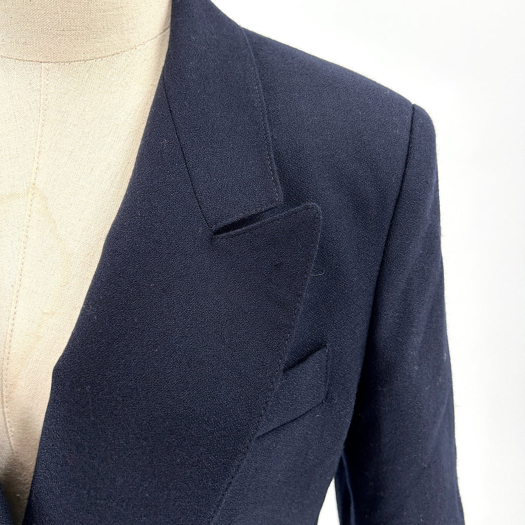 Vintage 80s Giorgio Sant Angelo Navy Blue 100% Wool Double Breasted Blazer