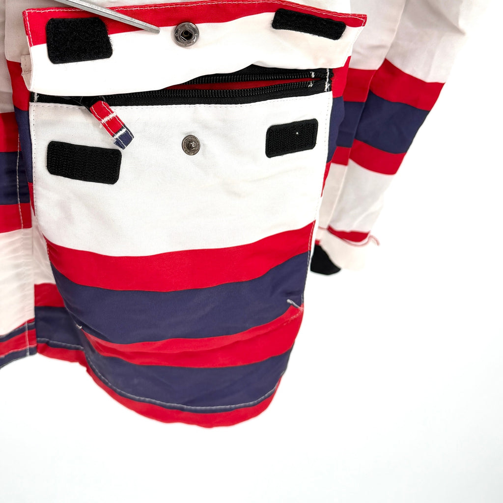 Vintage Y2K Iceburg Nautical Red White Blue Striped Ski Windbreaker Jacket