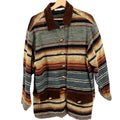 Vintage 90s Lew Magram Sage Green Striped Woven Suede Trim Shacket Jacket