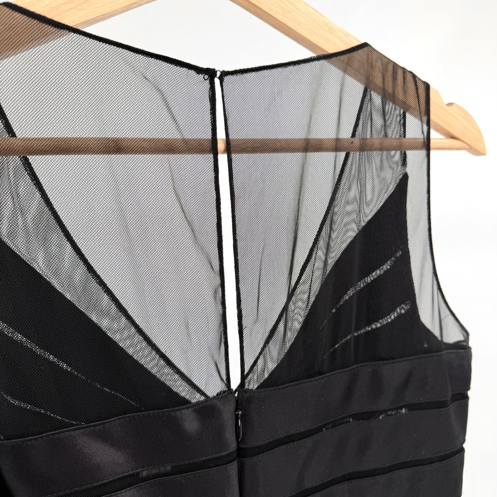 Vintage Y2K Chetta B Black 100% Silk Satin Tiered Cocktail Dress