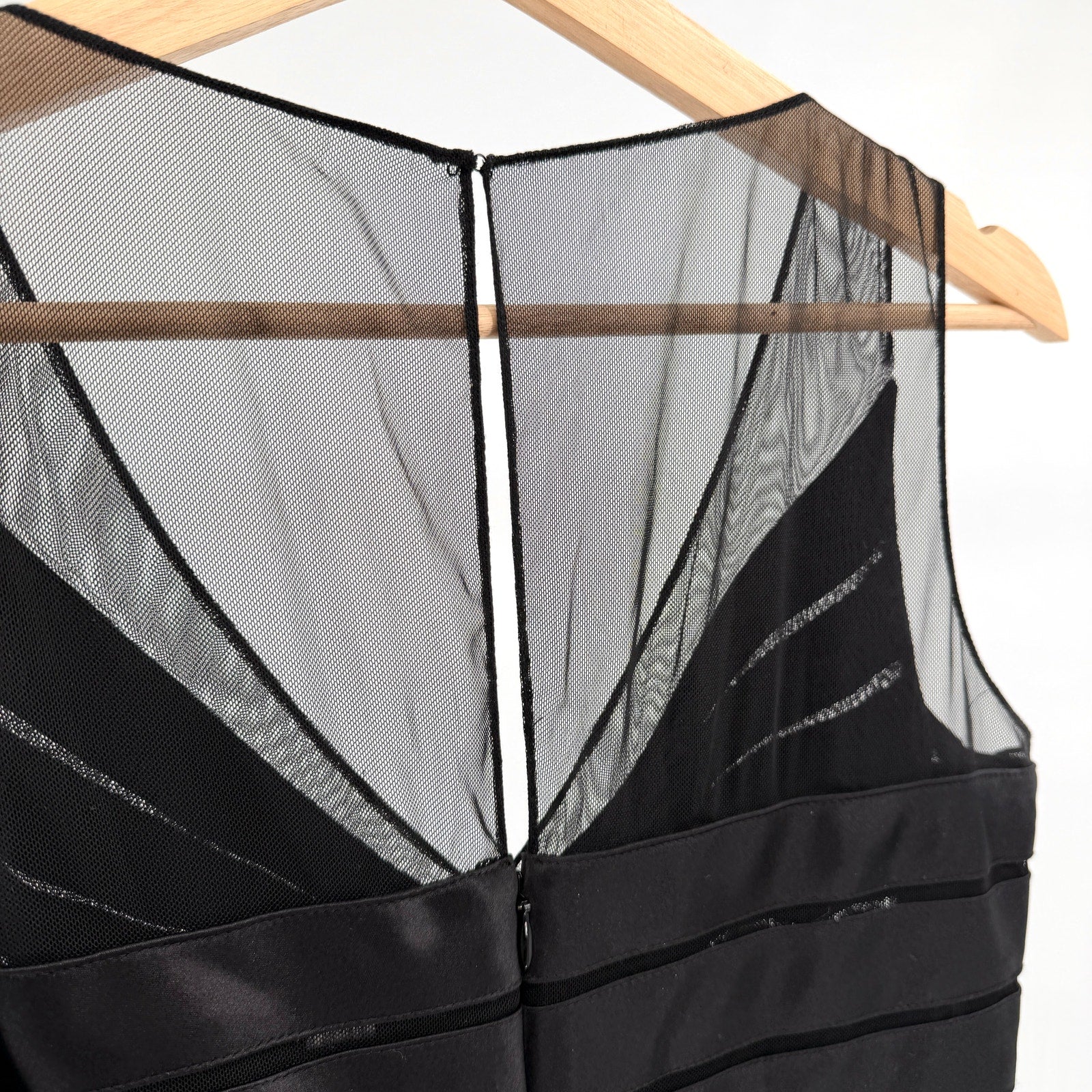 Vintage Y2K Chetta B Black 100% Silk Satin Tiered Cocktail Dress