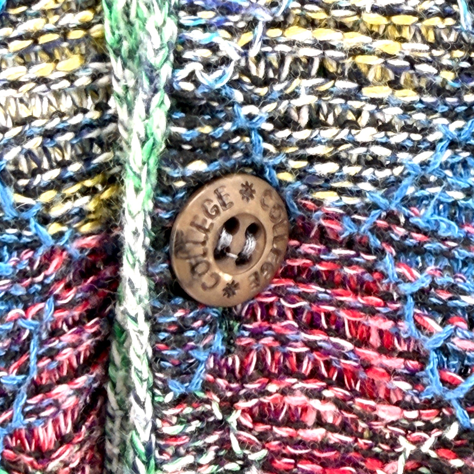 Vintage 90s College by Marcazzani Multi Geometric Textured Polo Sweater