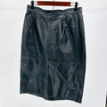 Vintage 80s Black Genuine Brazilian Leather High Waist Pencil Skirt