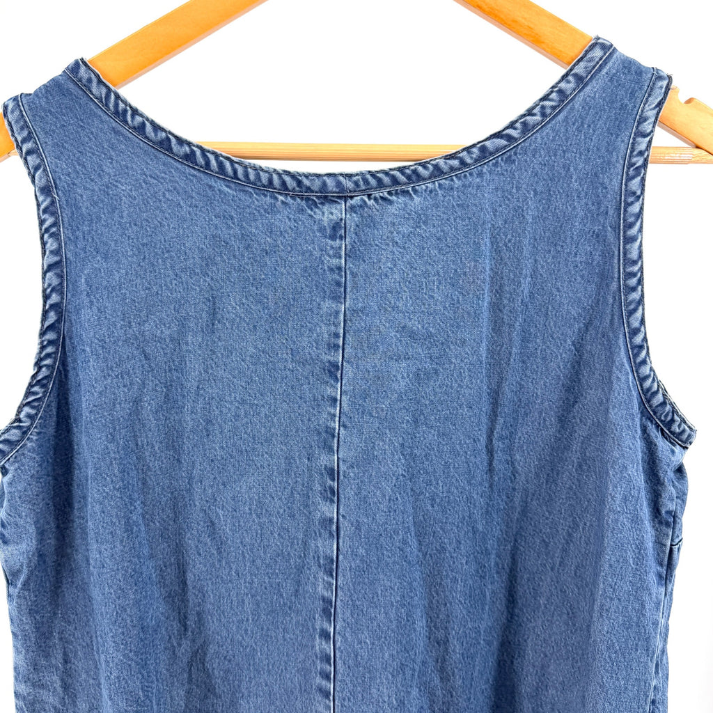 Vintage 90s Double D Ranch Blue 100% Cotton Western Sleeveless Maxi Dress