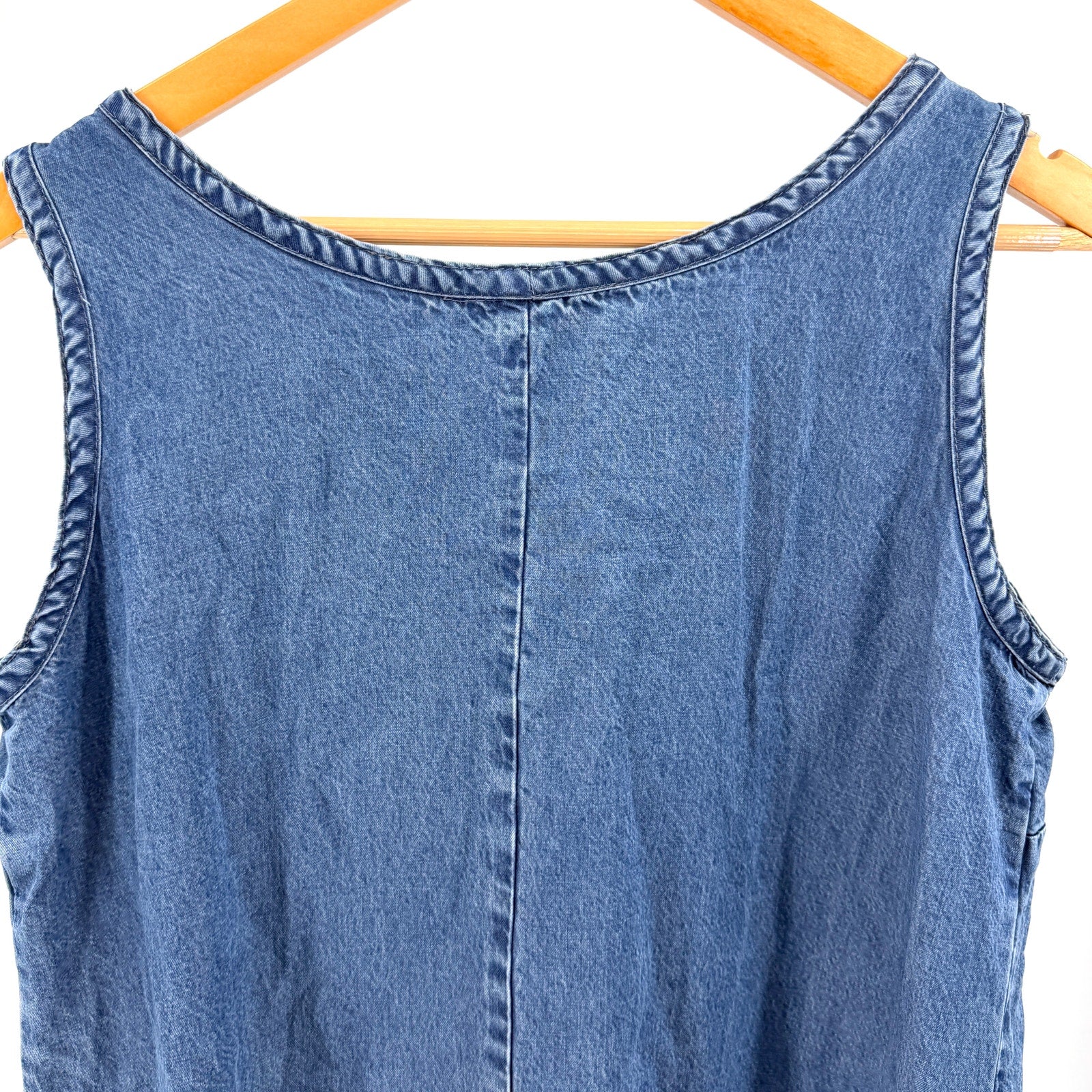 Vintage 90s Double D Ranch Blue 100% Cotton Western Sleeveless Maxi Dress