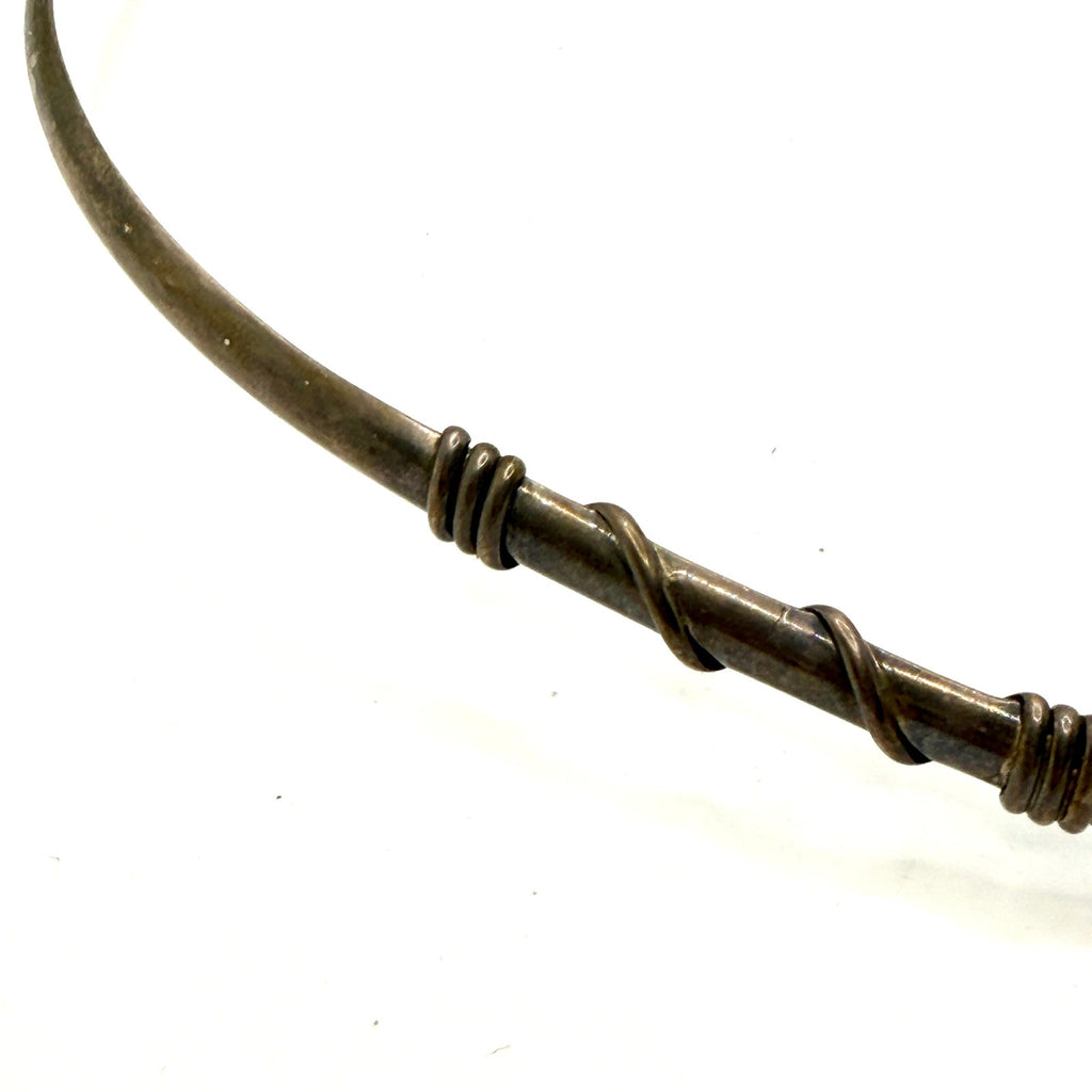 Vintage 90s Sterling Silver Wire Wrapped V Neck Collar Choker Necklace