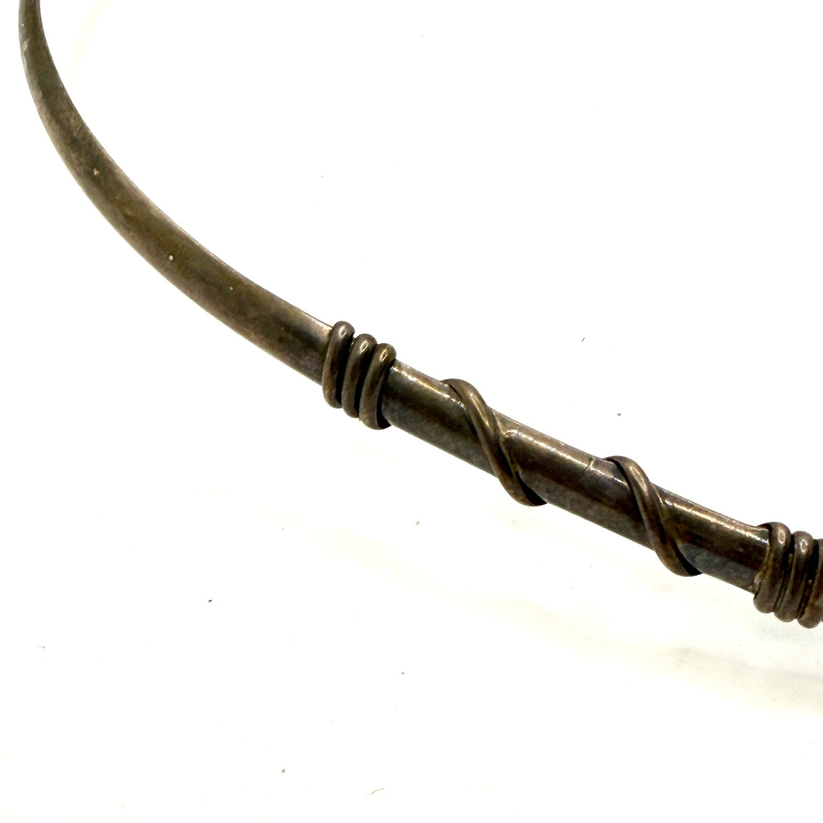 Vintage 90s Sterling Silver Wire Wrapped V Neck Collar Choker Necklace