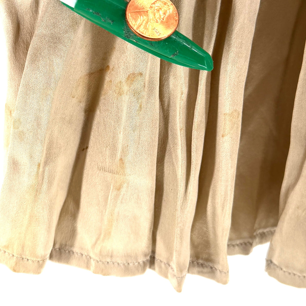 Vintage 90s Double D Ranchwear Cream Silk Satin Pleated Western Maxi Skirt