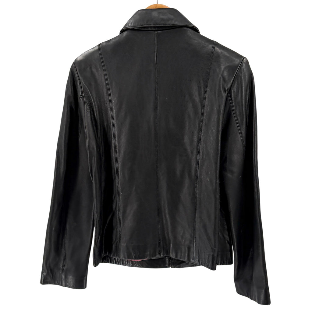 Vintage Y2K Adler Collection Black Genuine Leather Lambskin Zip Up Jacket