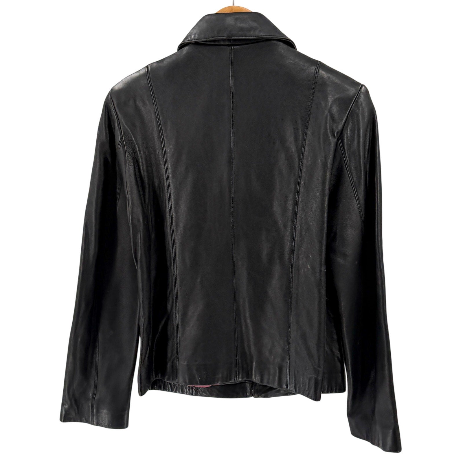 Vintage Y2K Adler Collection Black Genuine Leather Lambskin Zip Up Jacket