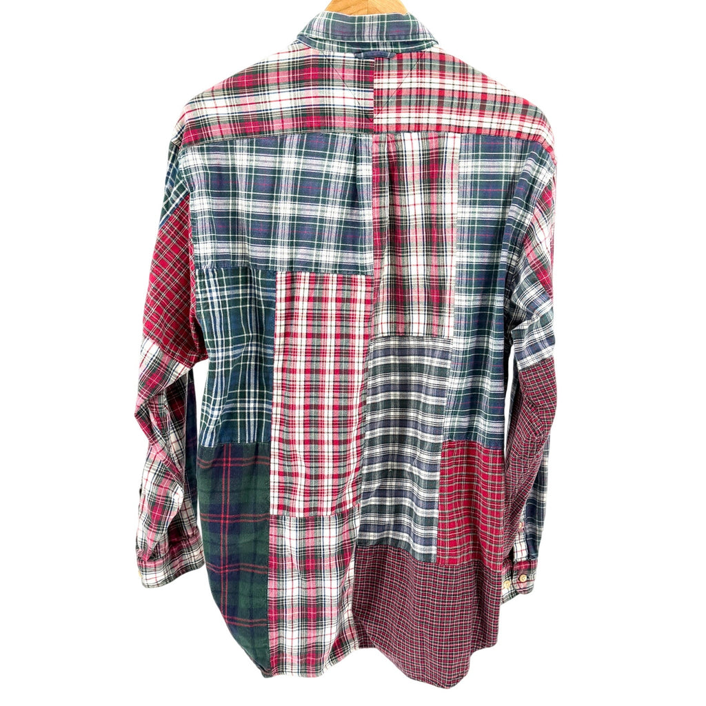 Vintage 90s Tommy Hilfiger 100% Cotton Patchwork Plaid Button Down Shirt