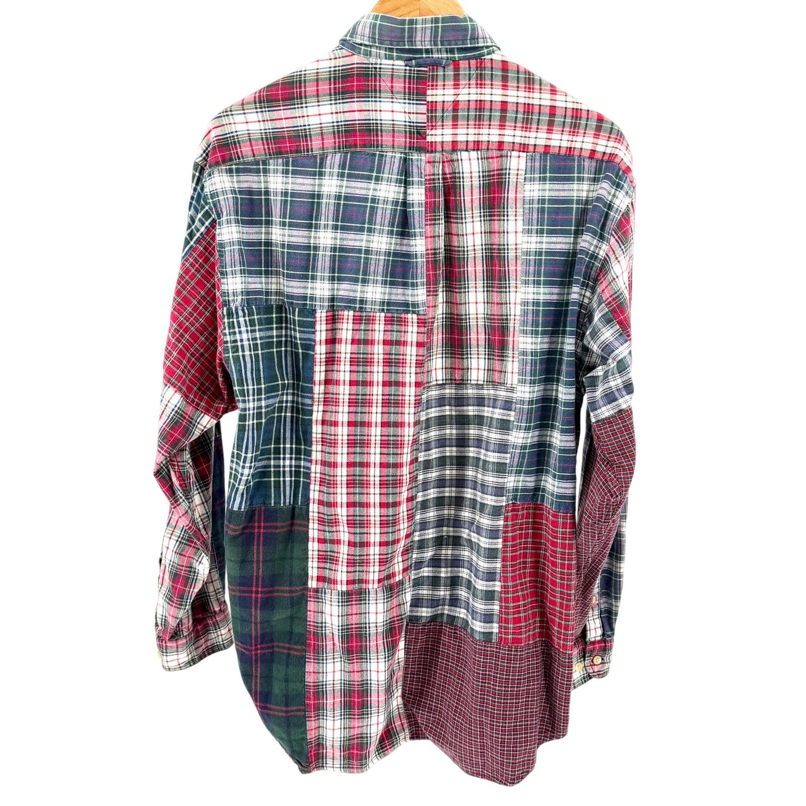 Vintage 90s Tommy Hilfiger 100% Cotton Patchwork Plaid Button Down Shirt