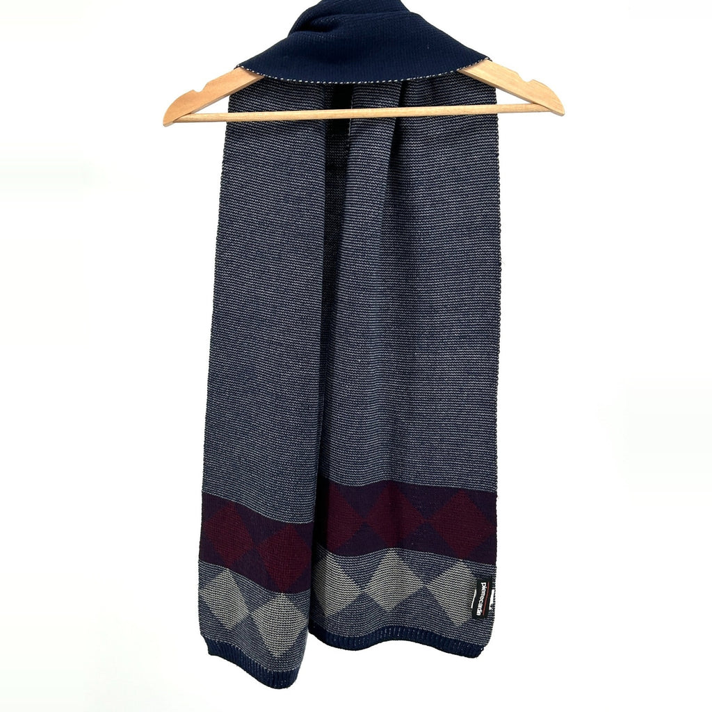 Vintage 90s Pierre Cardin Navy Argyle Knit Scarf