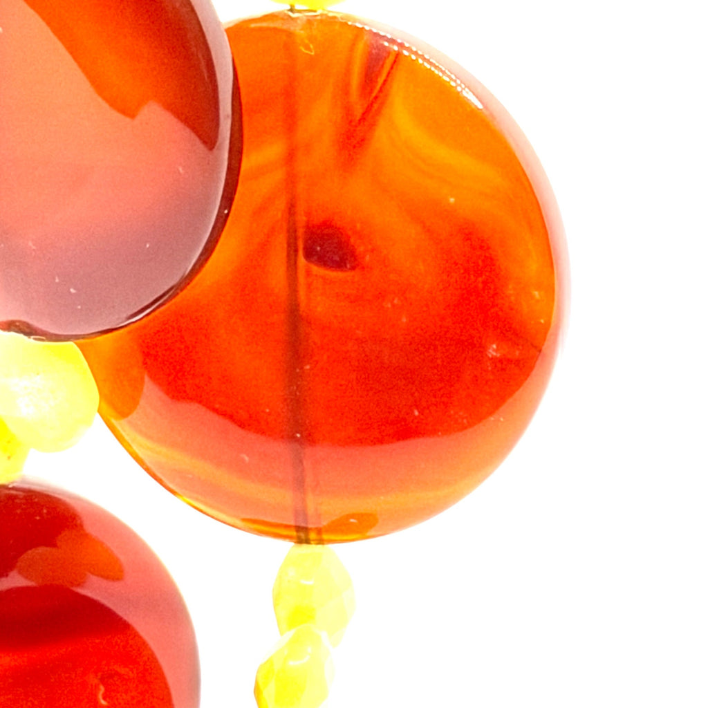 Vintage 90s Red Agate Yellow Calcite Chunky Statement Necklace