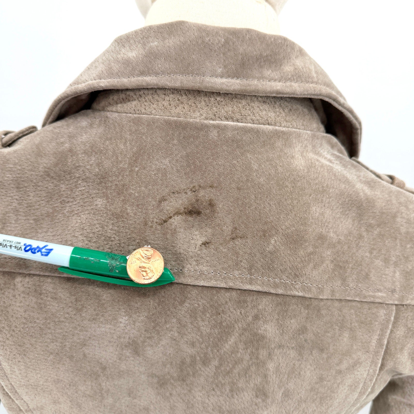 BlankNYC Warm Gray Genuine Suede Leather Moto Jacket