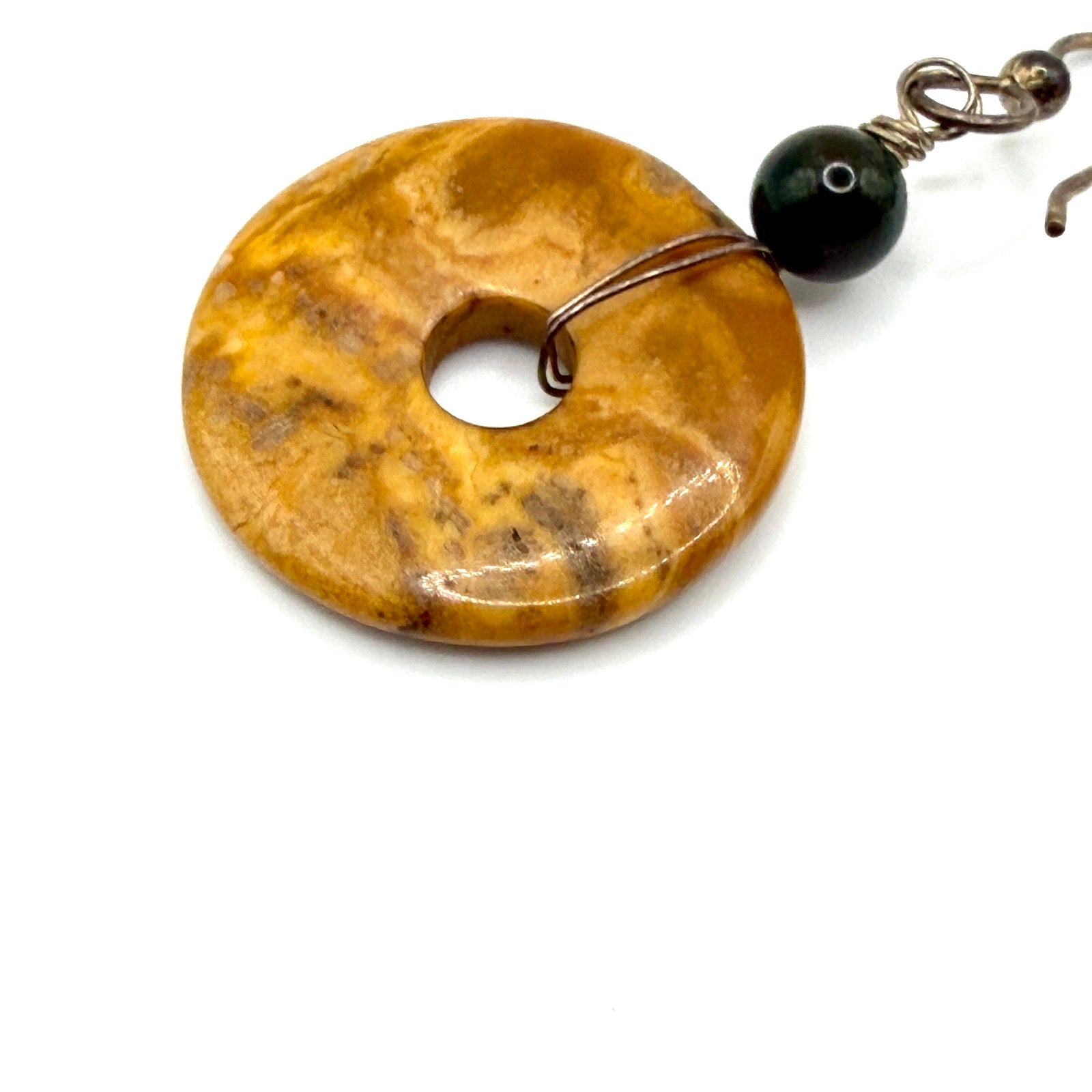 Vintage Y2K Crazy Lace Agate Sterling Silver Boho Donut Drop Earrings