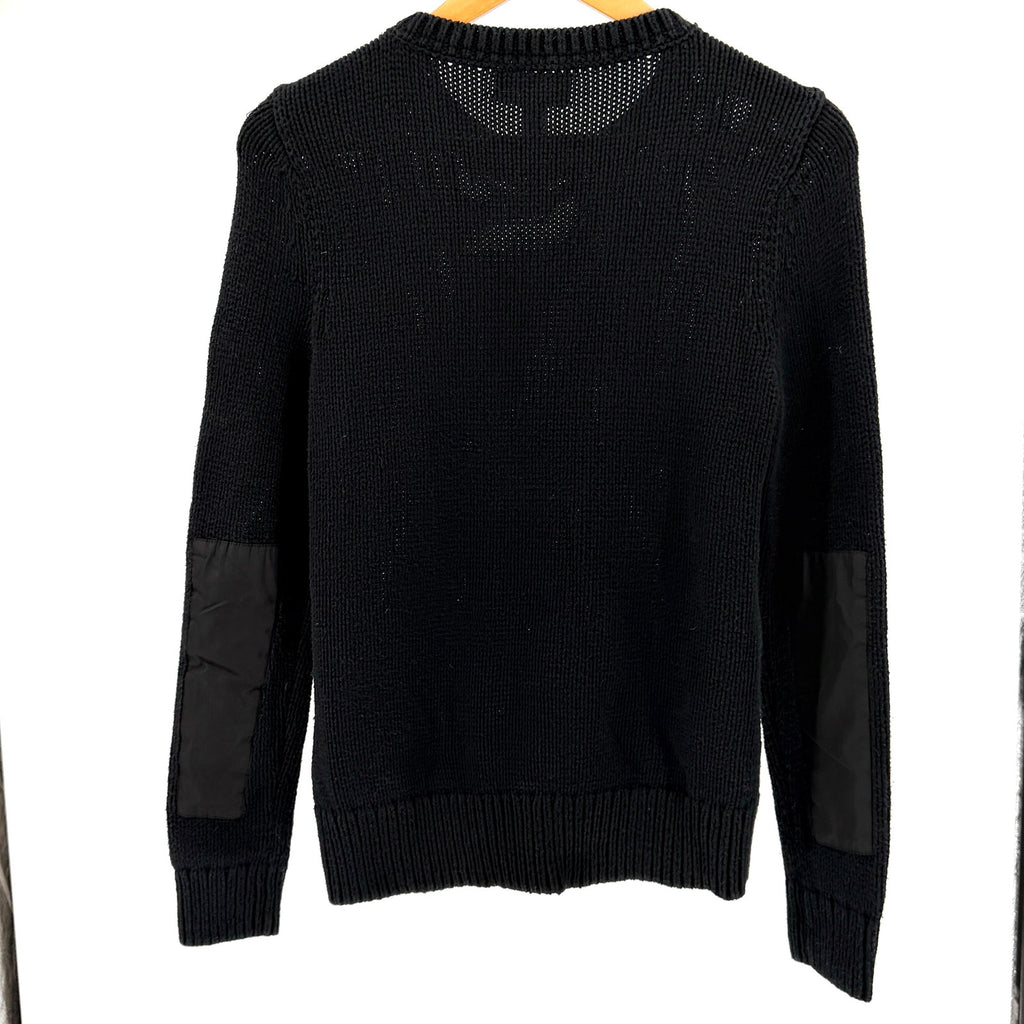 Lauren Active Ralph Lauren Black 100% Cotton Shoulder Zip Elbow Patch Sweater