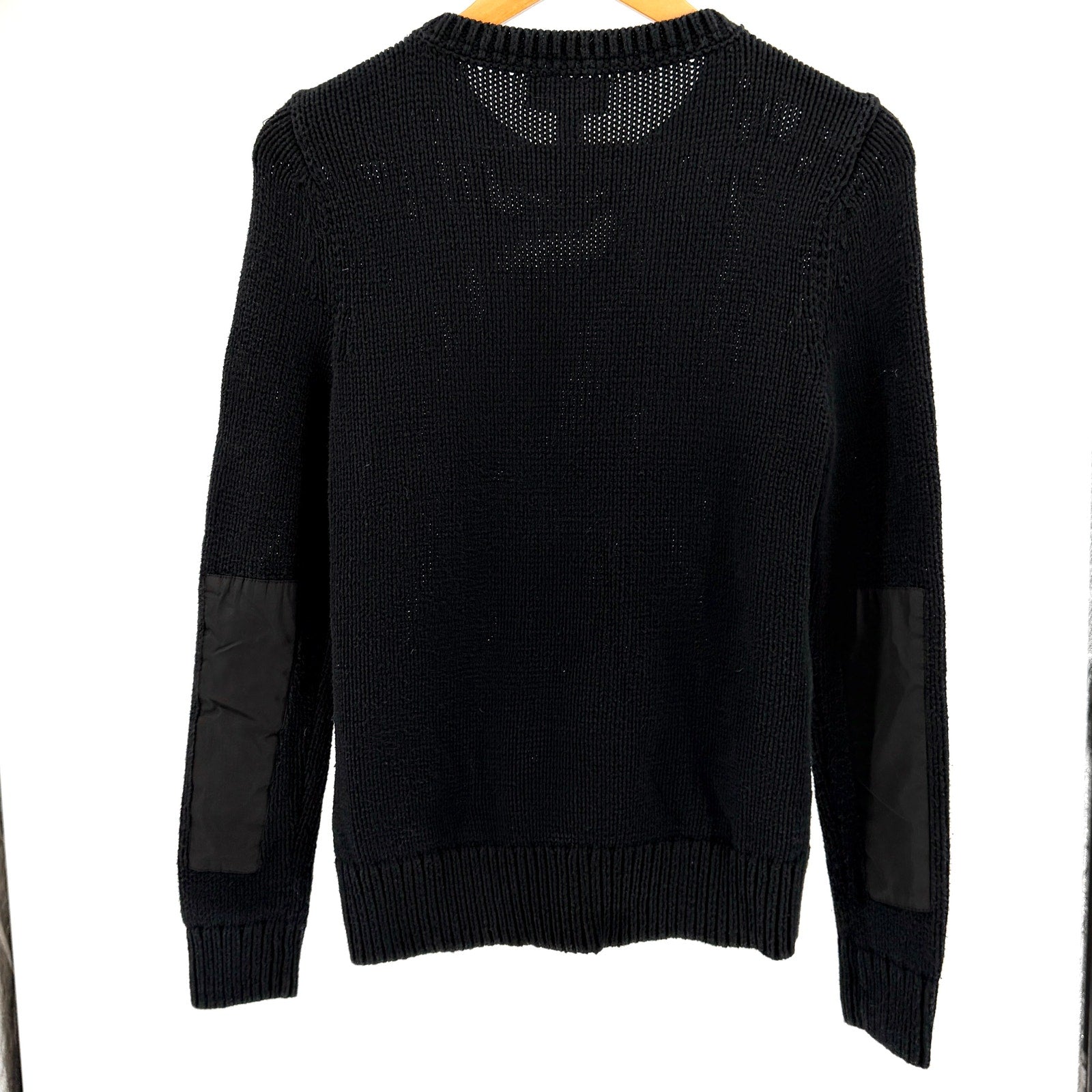 Lauren Active Ralph Lauren Black 100% Cotton Shoulder Zip Elbow Patch Sweater