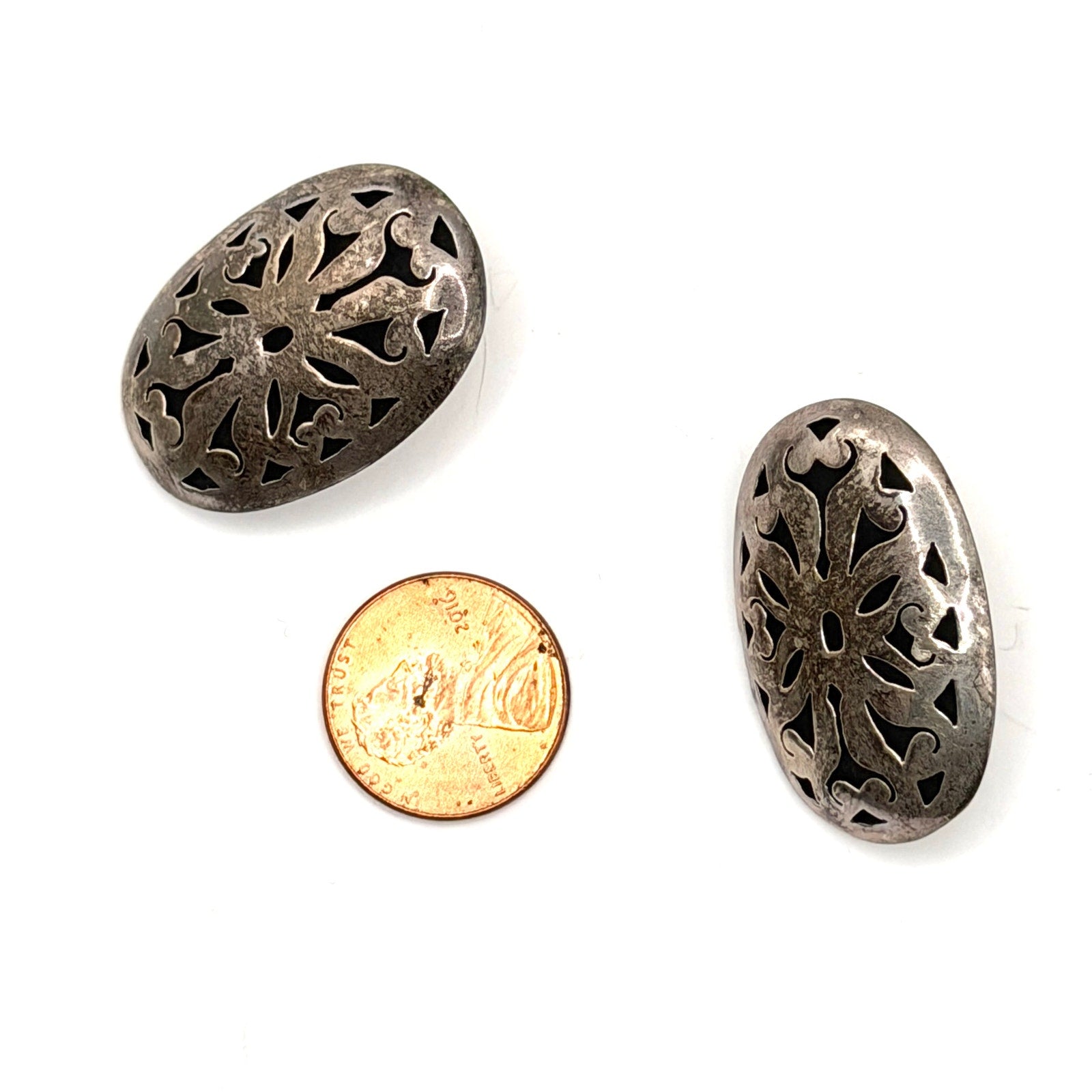 Vintage 90s Stamped Sterling Silver Mexico Taxco Openwork Filigree Earrings