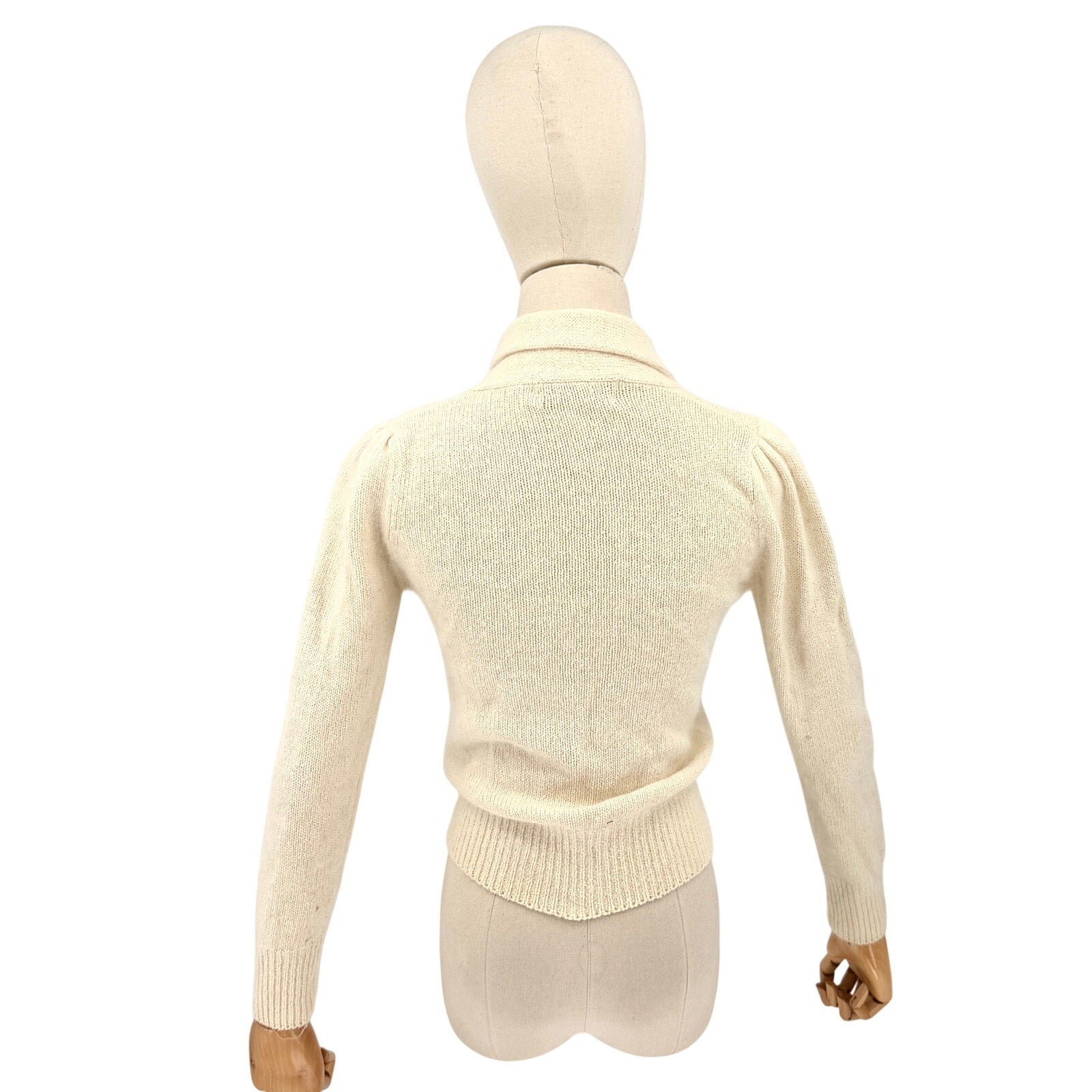 Vintage 80s Casual Corner Cream Knit Preppy Double Breasted Cardigan Sweater