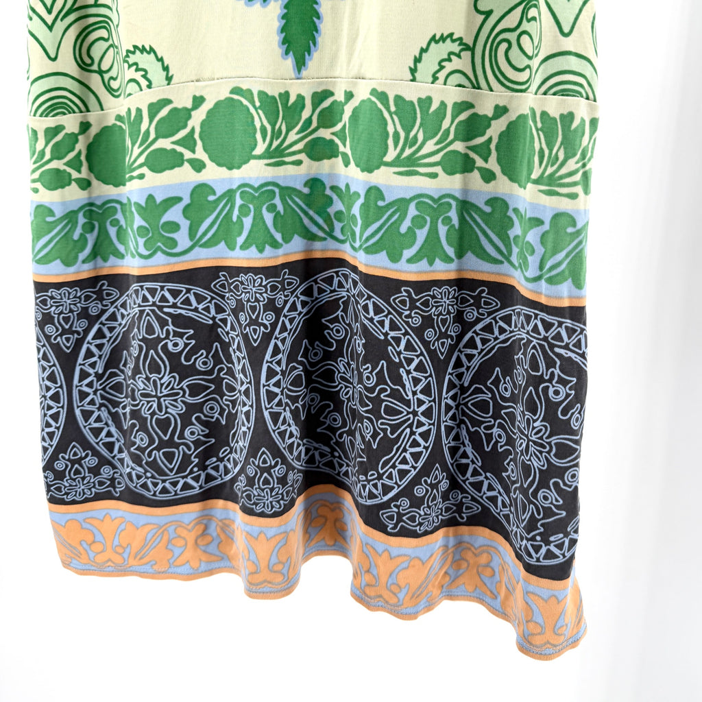 Vintage Y2K Hale Bob Green 100% Silk Graphic Print Polo Mini Dress