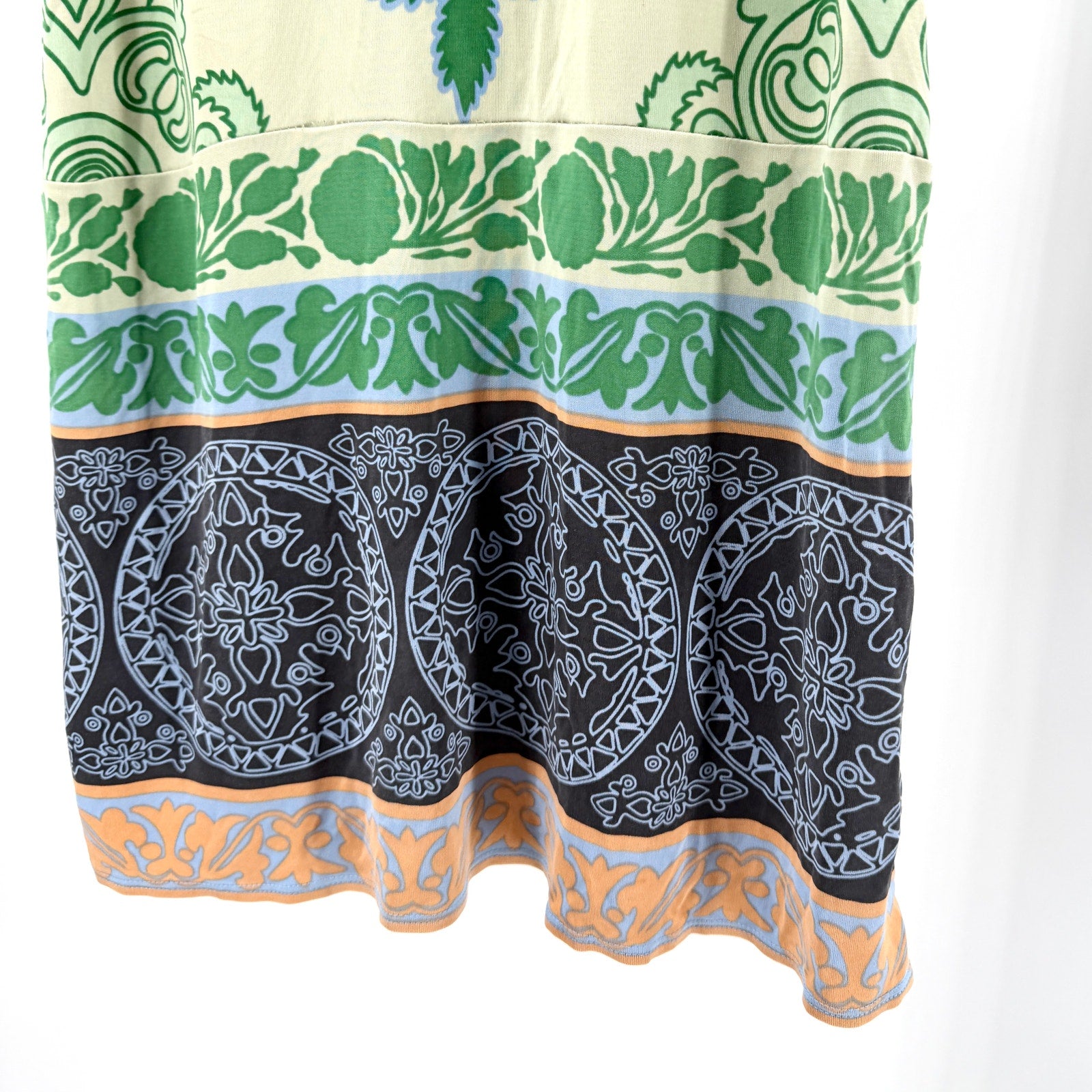 Vintage Y2K Hale Bob Green 100% Silk Graphic Print Polo Mini Dress