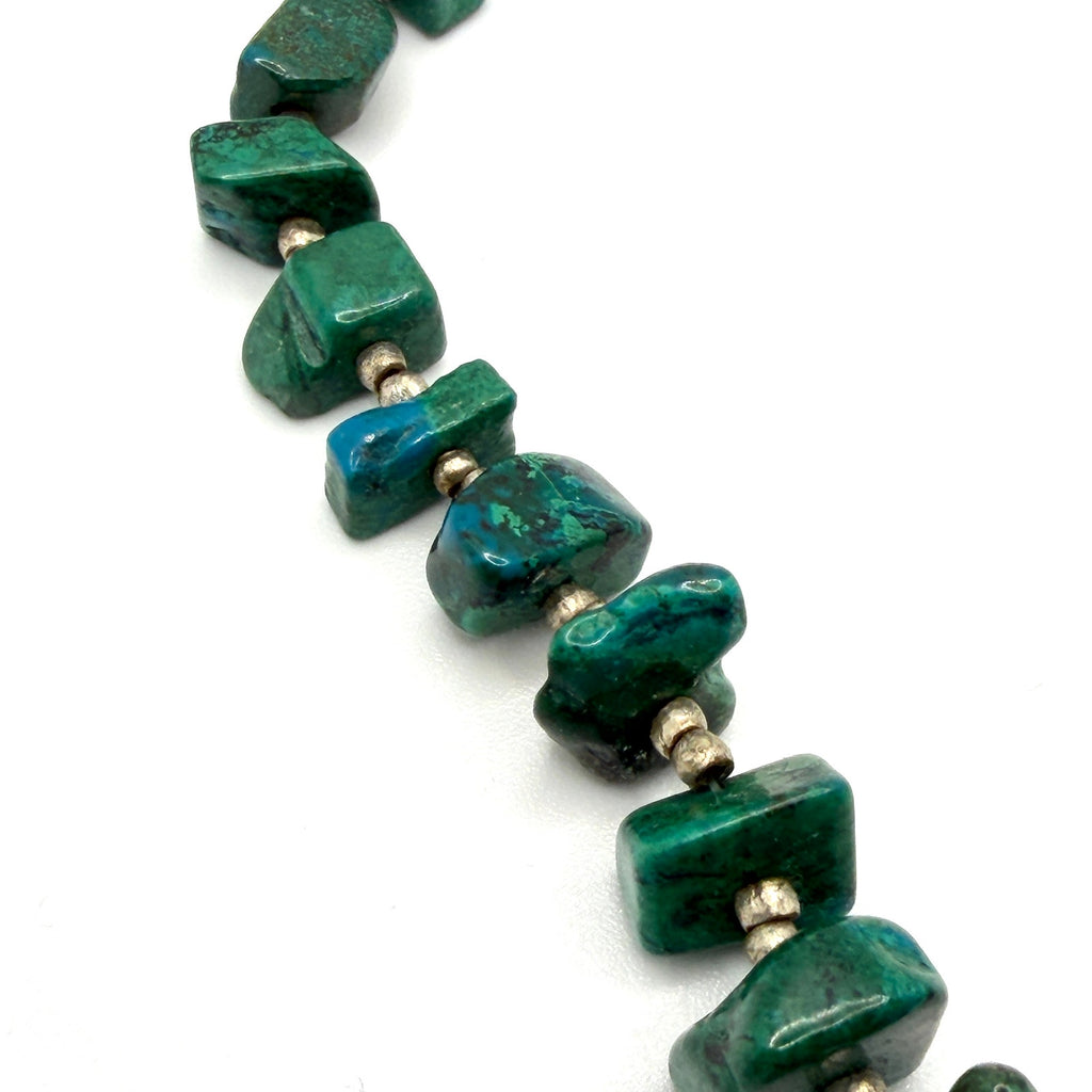 Vintage 90s Handmade Genuine Malachite Raw Chunk Statement Necklace