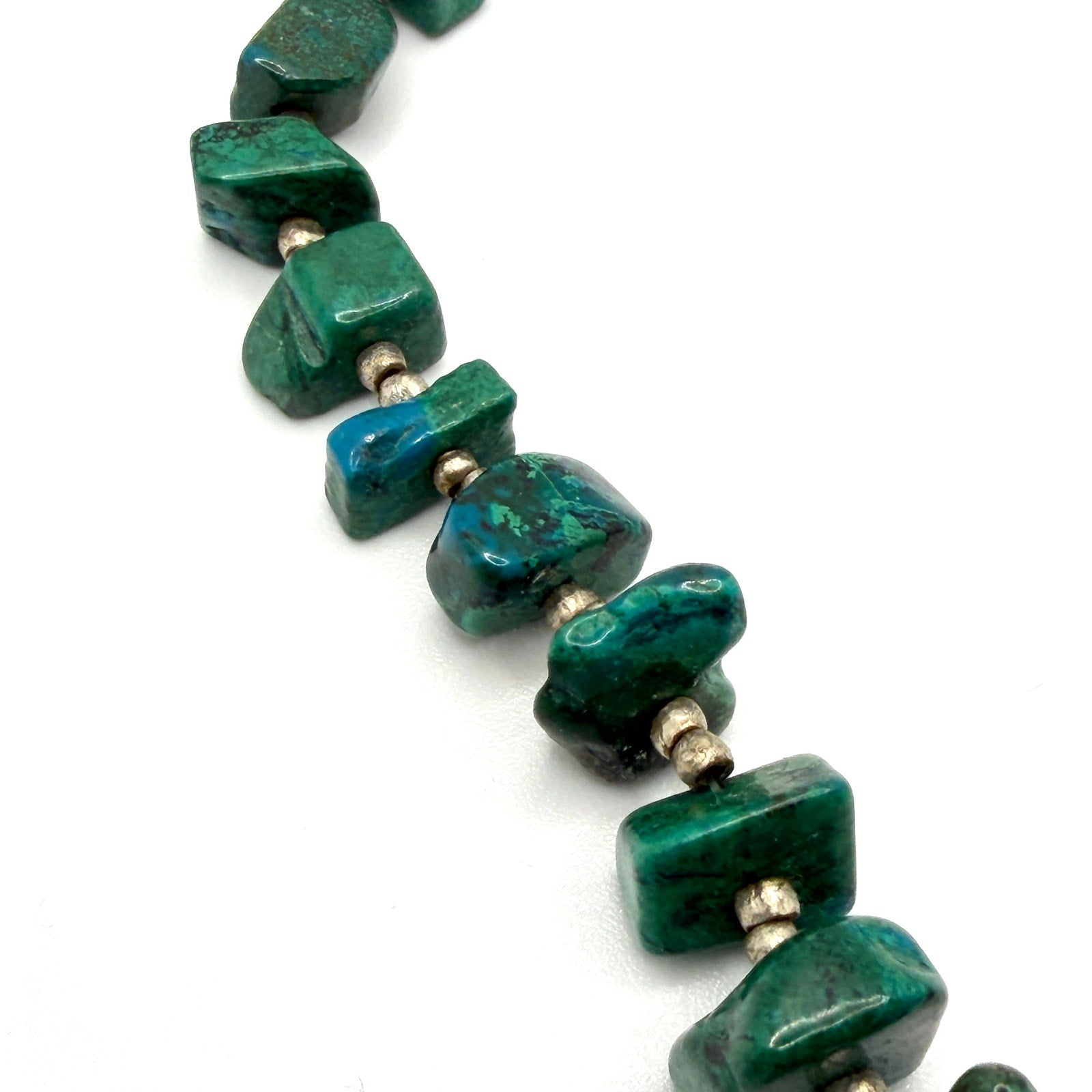 Vintage 90s Handmade Genuine Malachite Raw Chunk Statement Necklace
