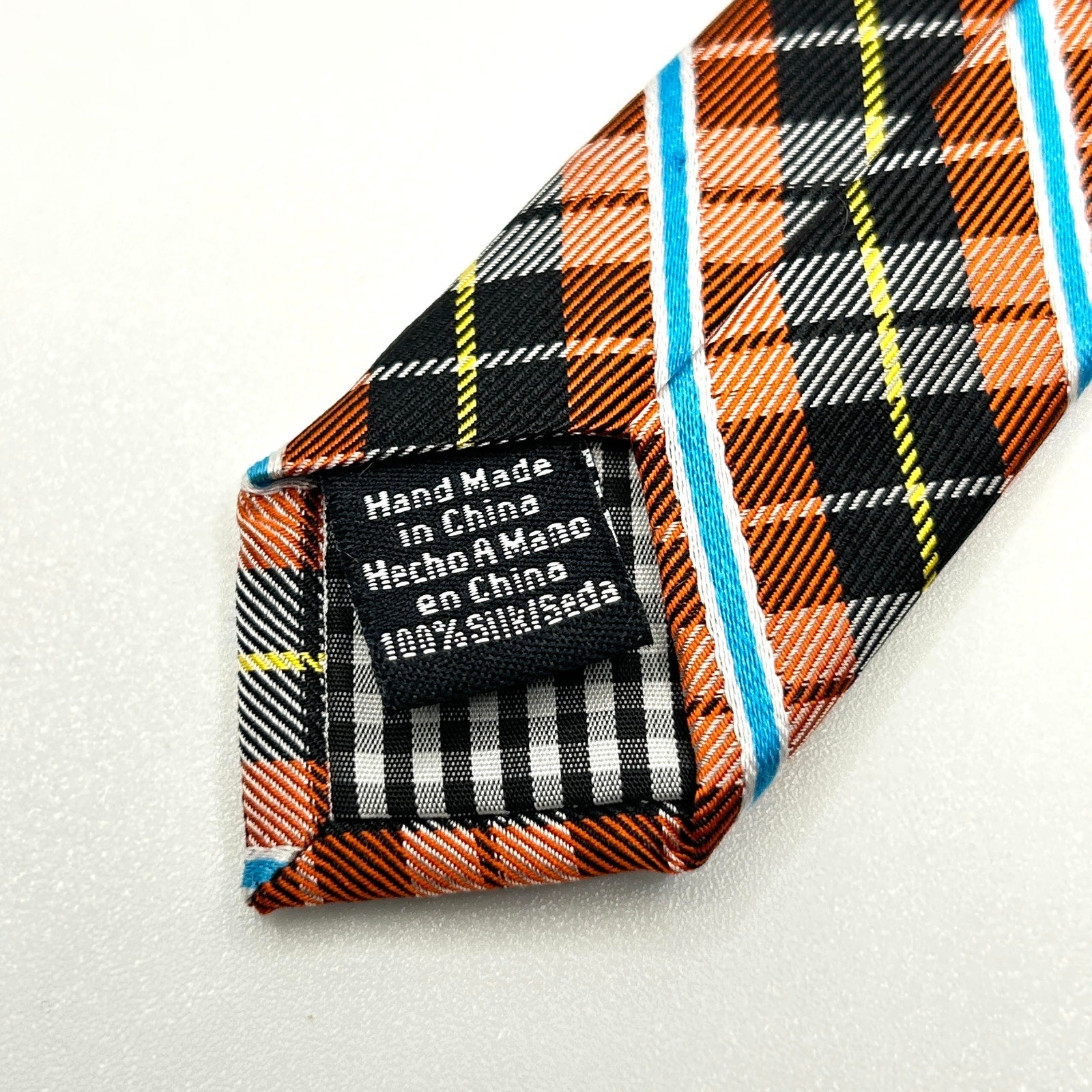 Ben Sherman Red Black Plaid 100% Silk Mod Skinny Neck Tie