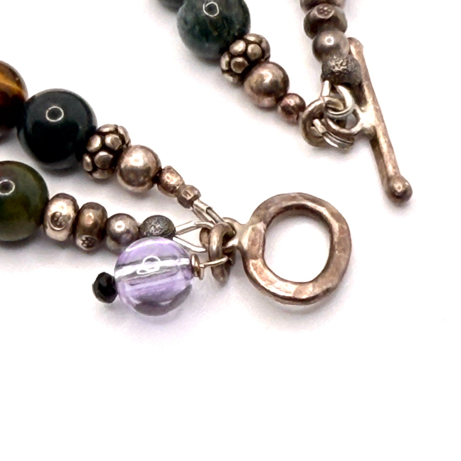Vintage 90s Tiger's Eye Bloodstone Multi Strand Statement Necklace