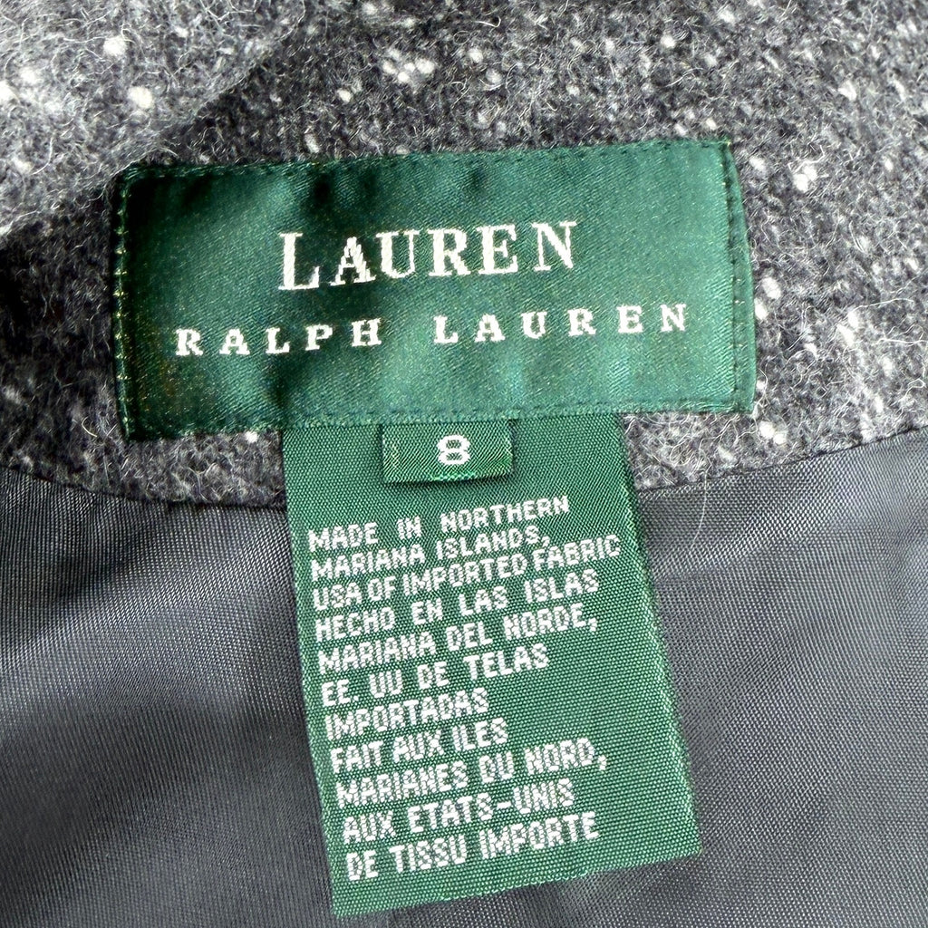 Vintage 90s Lauren Ralph Lauren Gray Speckled 100% Wool Academic Patch Blazer