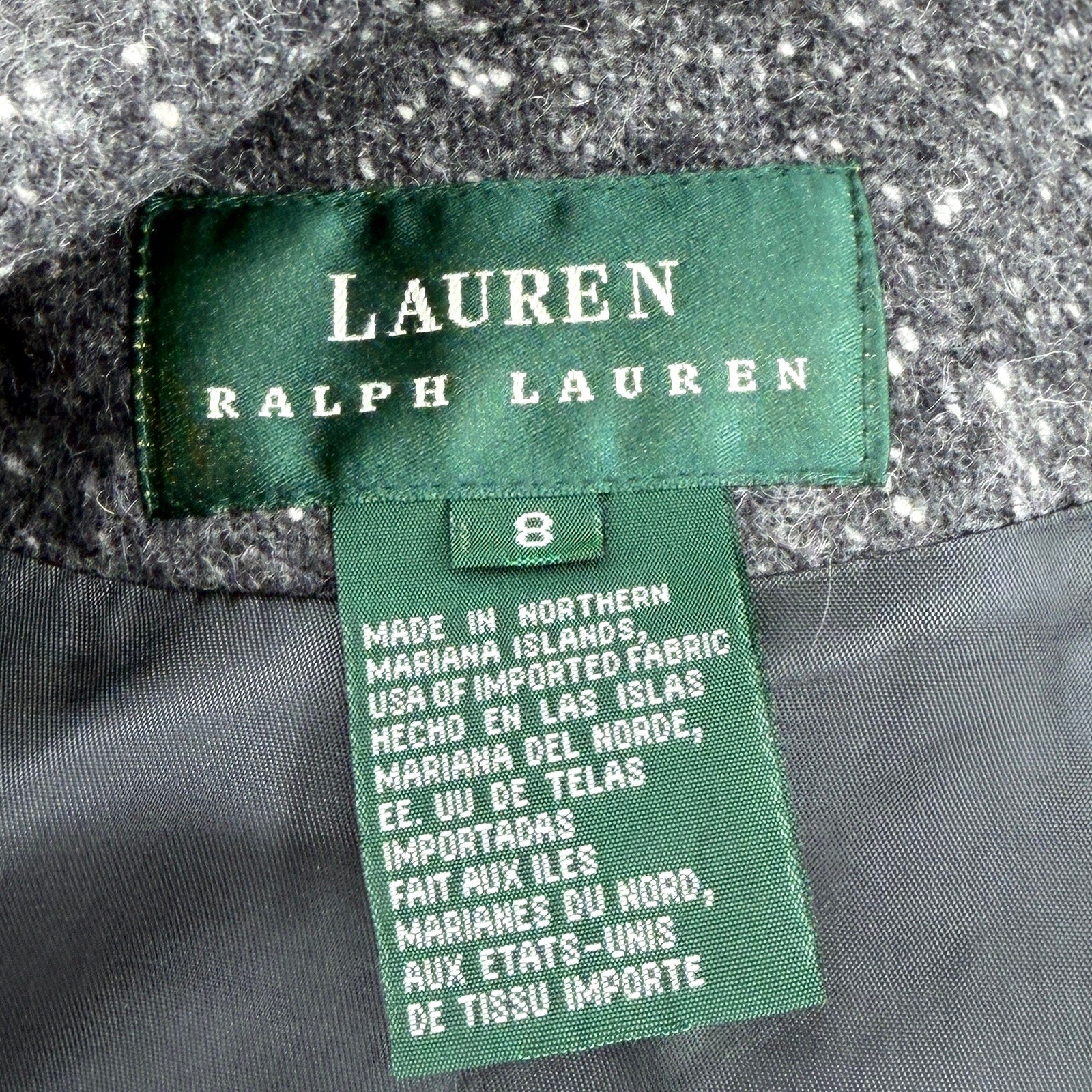 Vintage 90s Lauren Ralph Lauren Gray Speckled 100% Wool Academic Patch Blazer