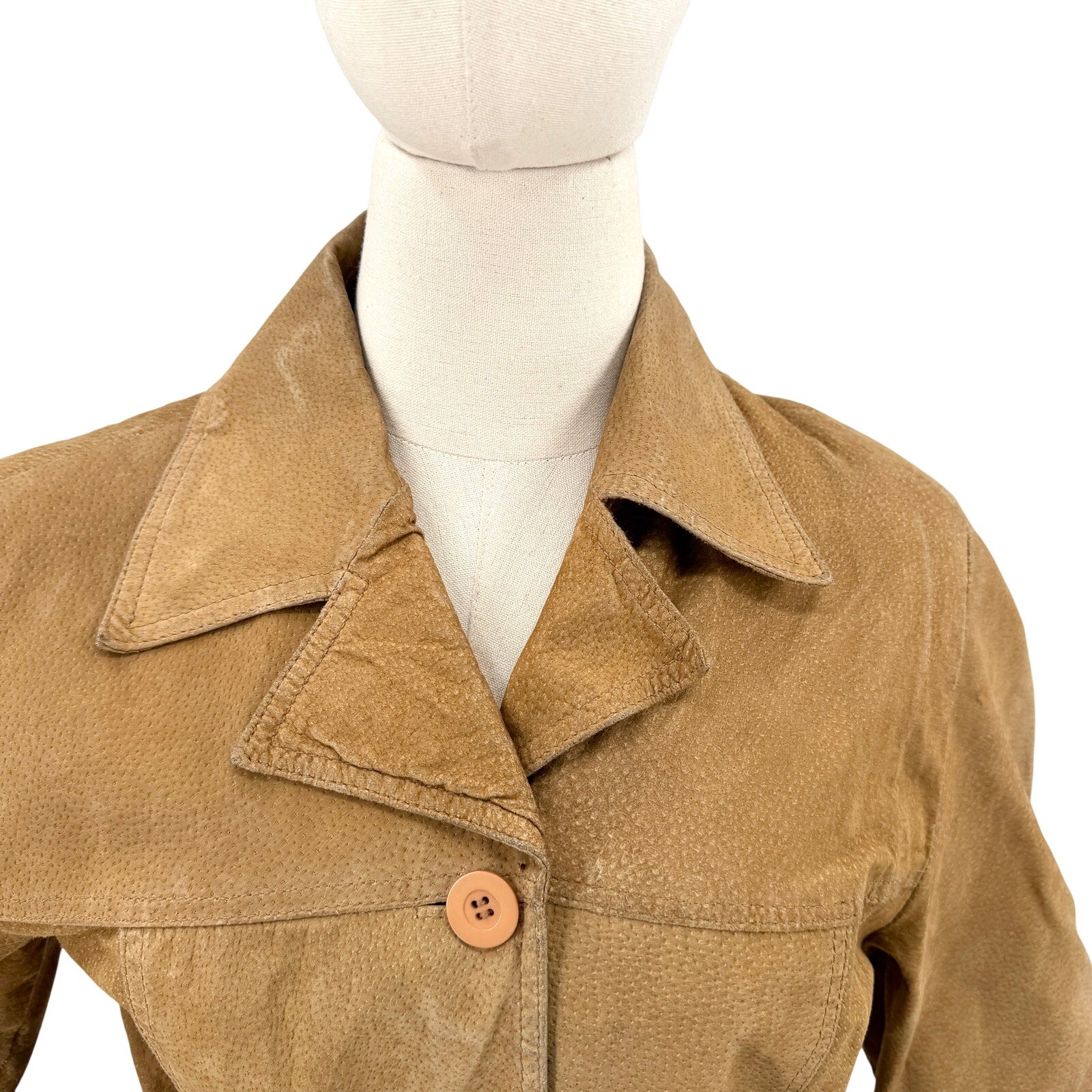 Vintage Y2K Dollhouse Tan Genuine Suede Belted Safari Jacket