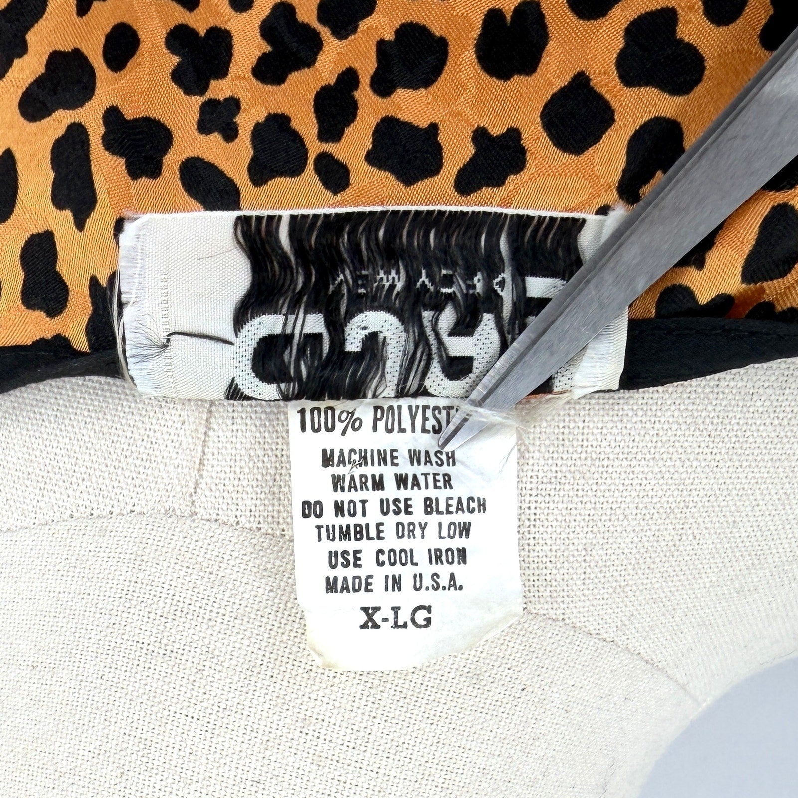 Vintage 80s C. Jay Orange Black Leopard Maximal Wrap Puff Sleeve Blouse