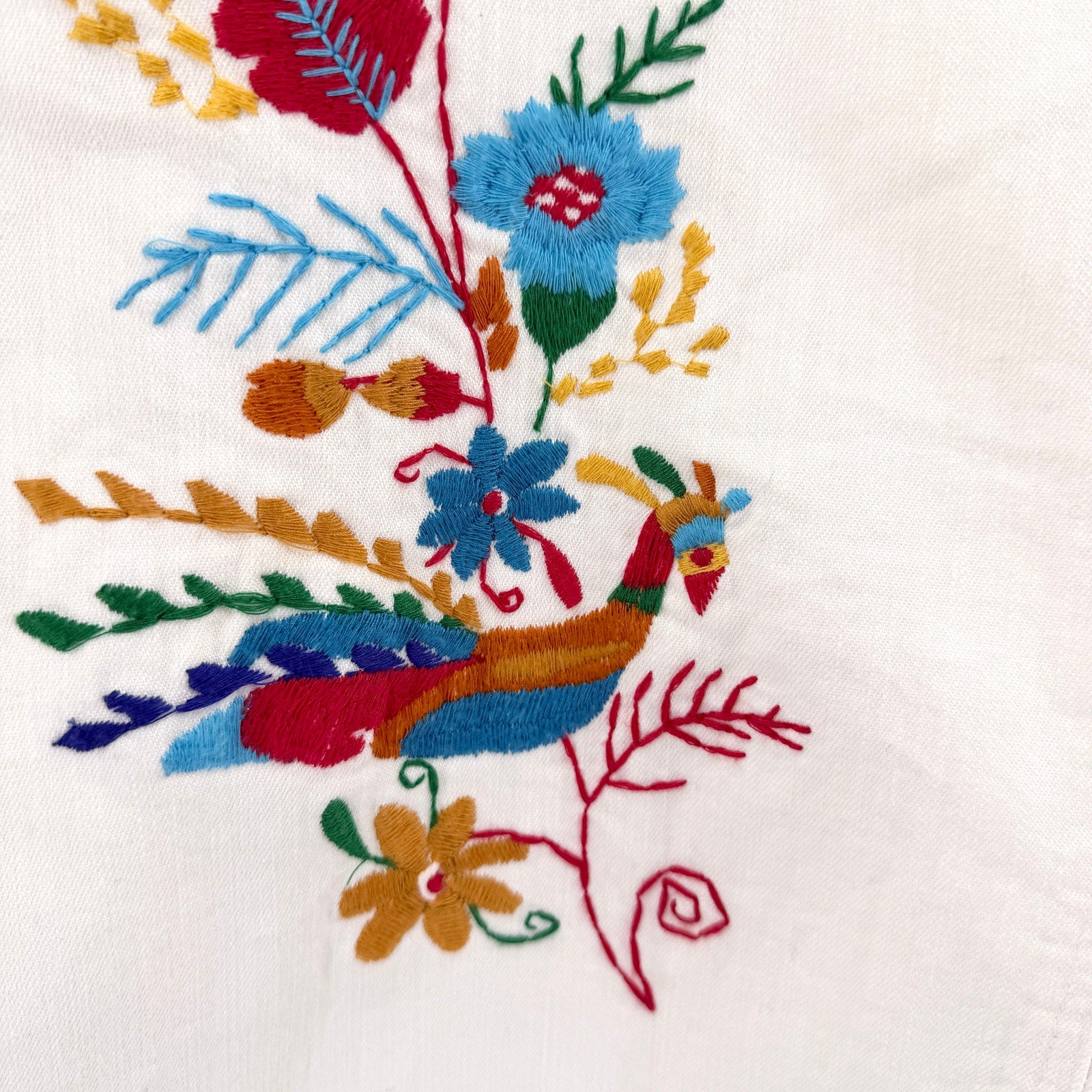 Vintage 90s Blassport Cream Floral Embroidered Denim Jacket