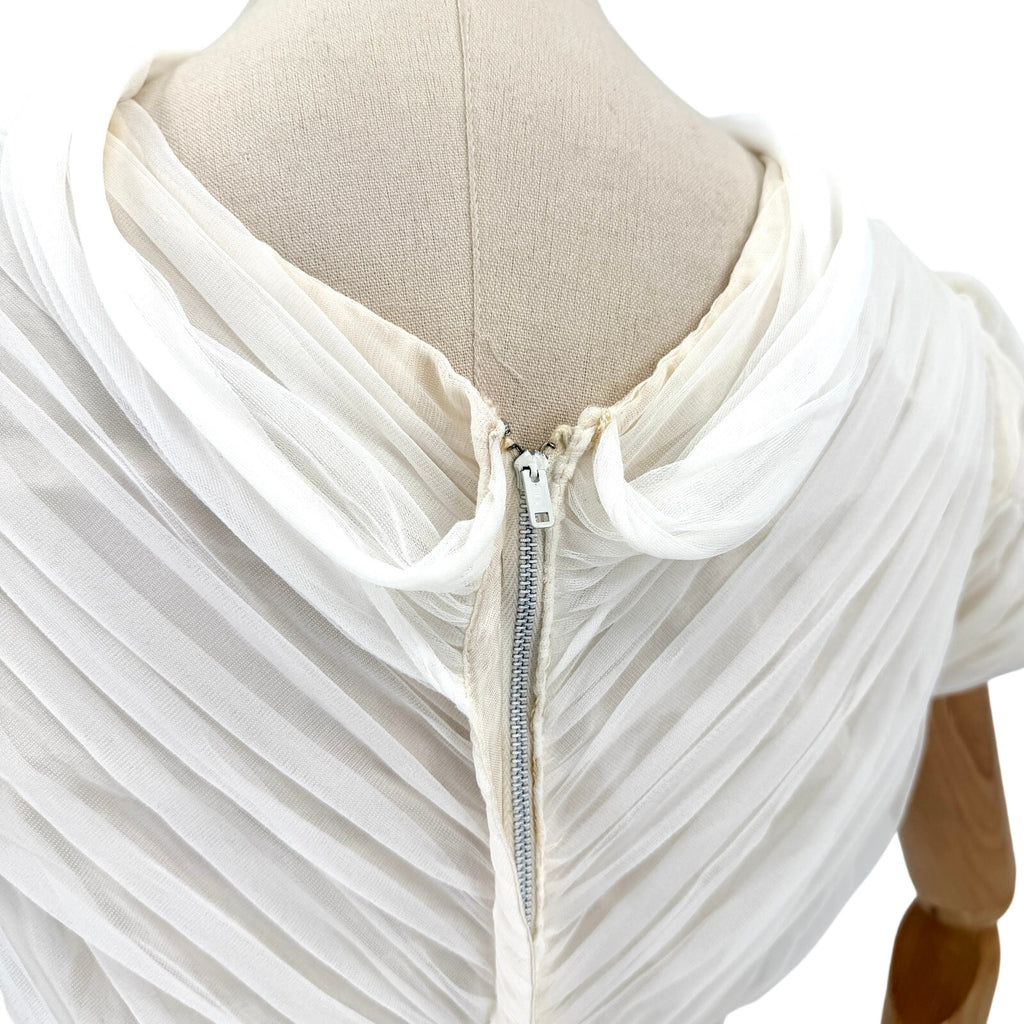 Vintage 50s White Ruched Pleated Alternative Wedding Cocktail Dress