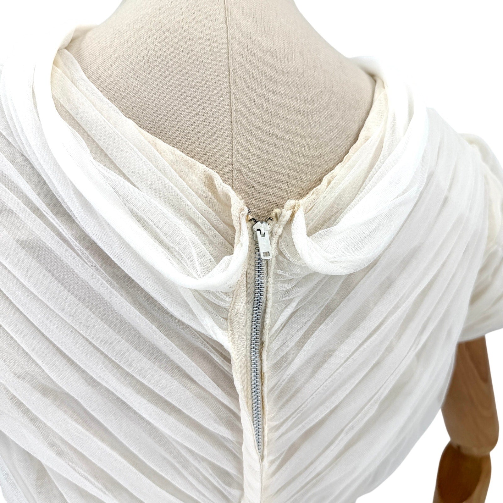Vintage 50s White Ruched Pleated Alternative Wedding Cocktail Dress