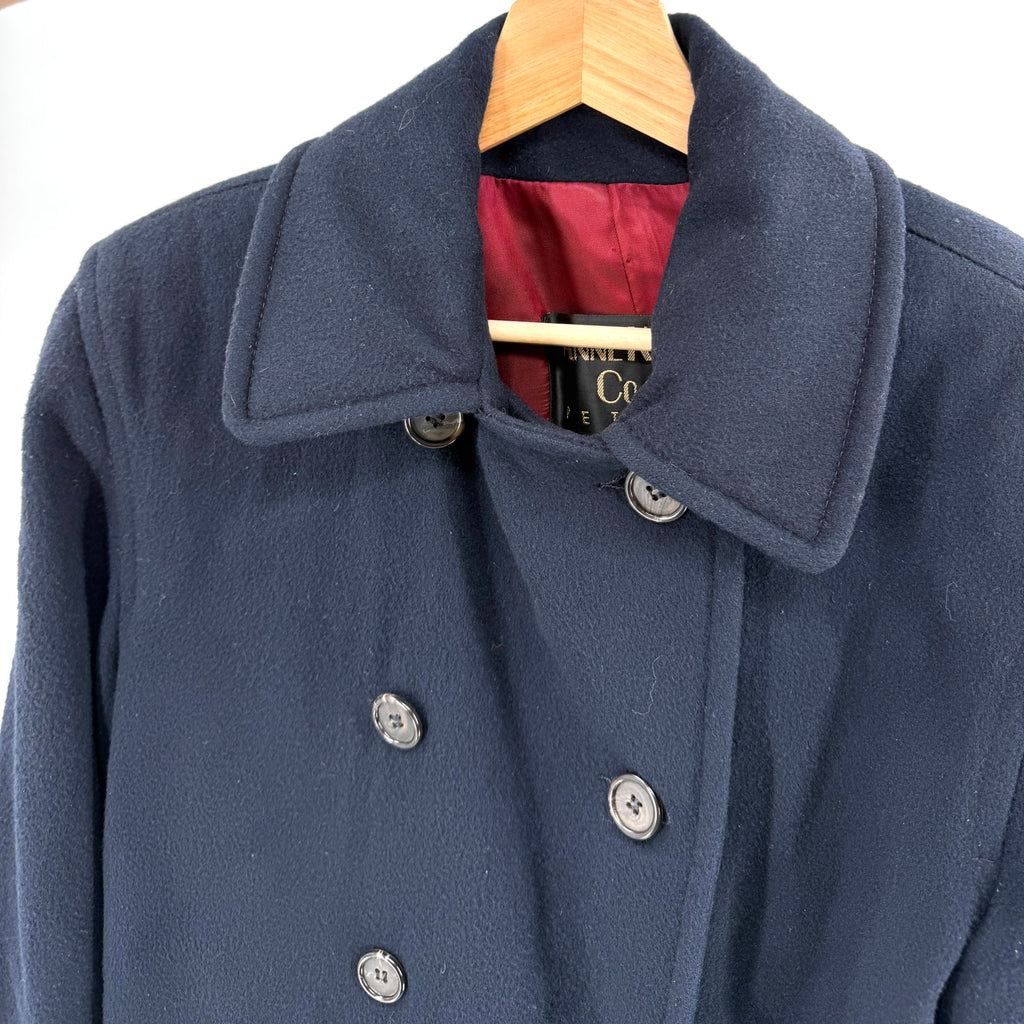Vintage 90s Anne Klein II Navy 100% Wool Double Breasted Peacoat Jacket