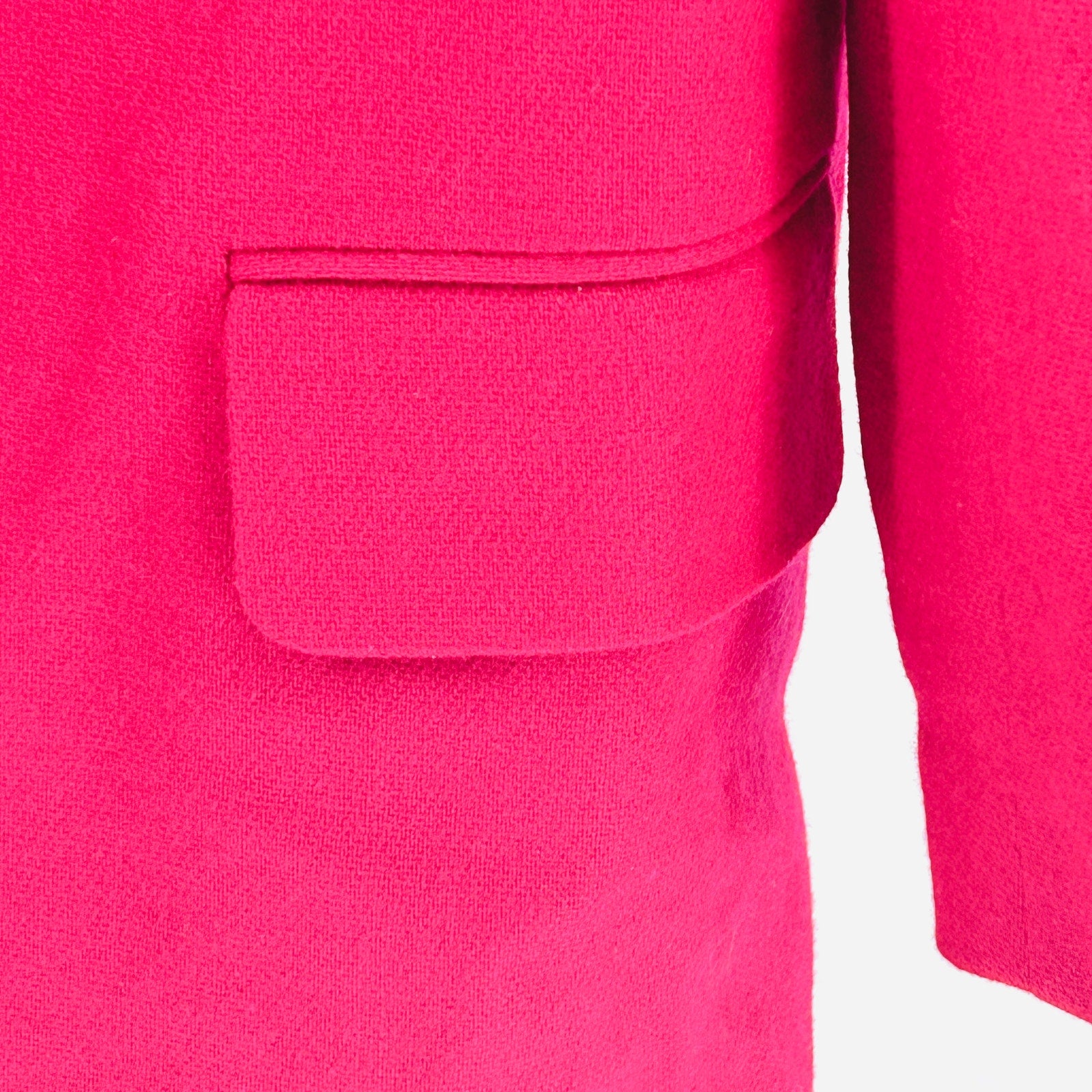 Vintage 90s Oleg Cassini Wool Hot Pink Minimalist Gold Button Power Blazer
