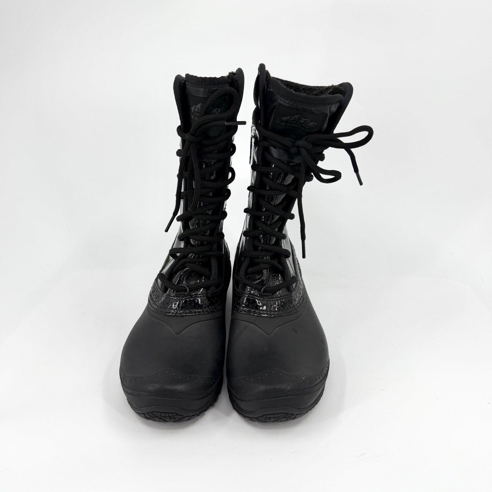 The North Face Black Patent Trim Waterproof Lace Up Snow Boots