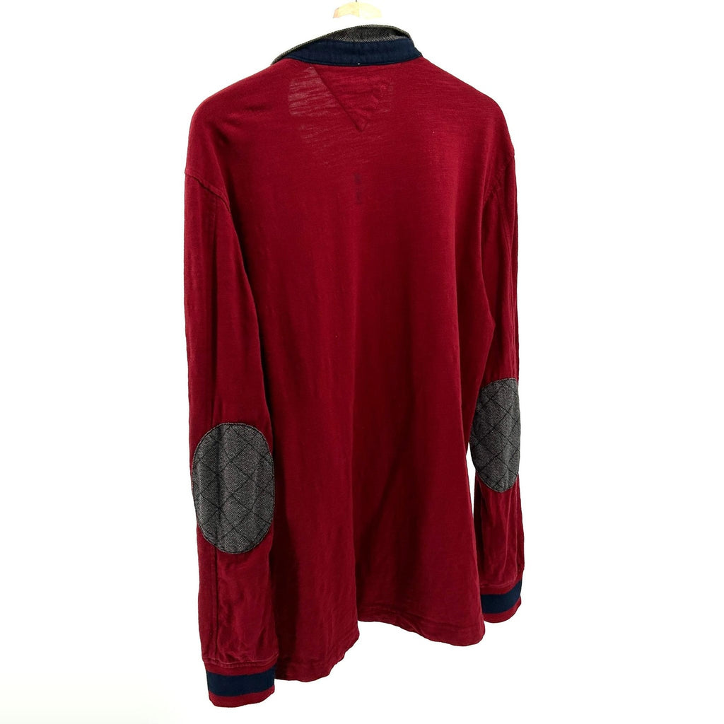 Tommy Hilfiger Red Navy White Rugby Polo Shirt Elbow Patches