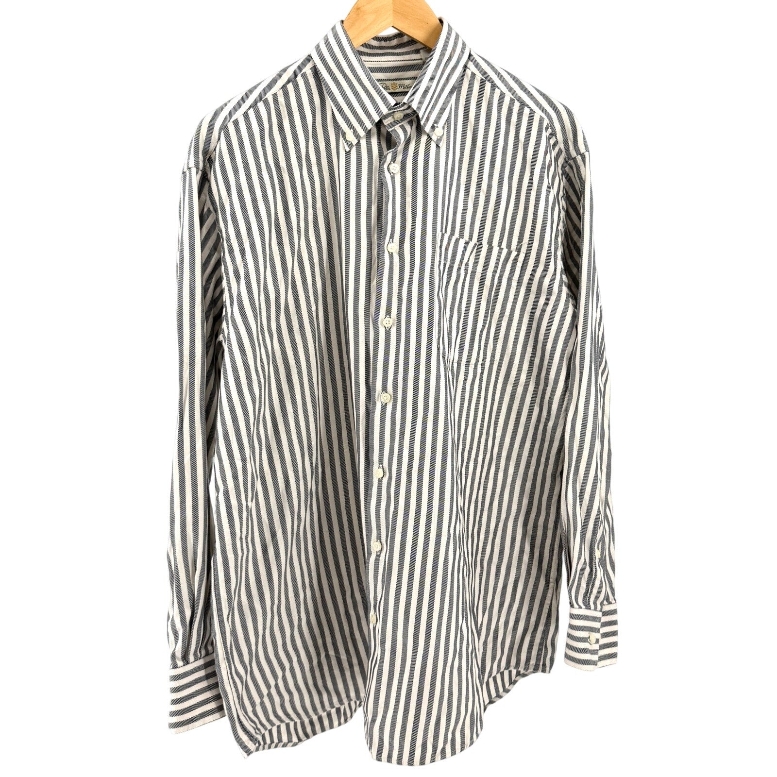 Peter Millar White Grey Striped Twill 100% Cotton Dress Shirt