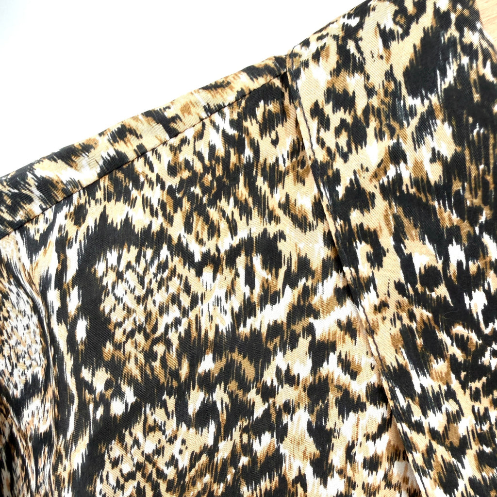 Vintage Y2K August Silk Tan Black 100% Silk Snakeskin Python Button Down Blouse
