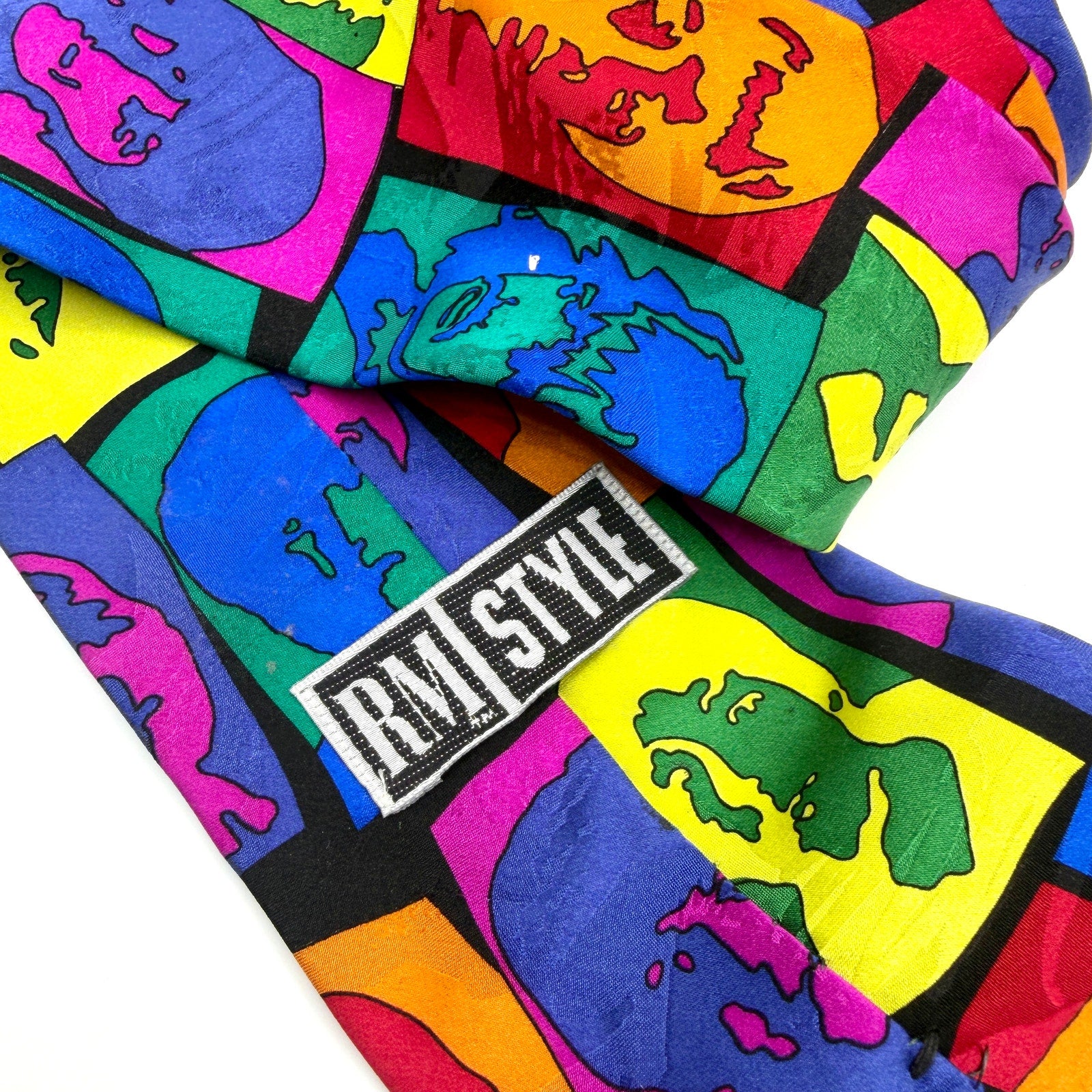 Vintage 90s Beatles Warhol Avedon Silk Psychedelic Pop Art Necktie