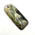 Vintage Massive Sterling Silver Green Serpentine Peridot Brooch Pendant