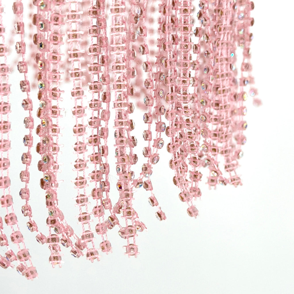 Pink Rhinestone Crystal Glitz Festival Fringe Statement Chain Belt