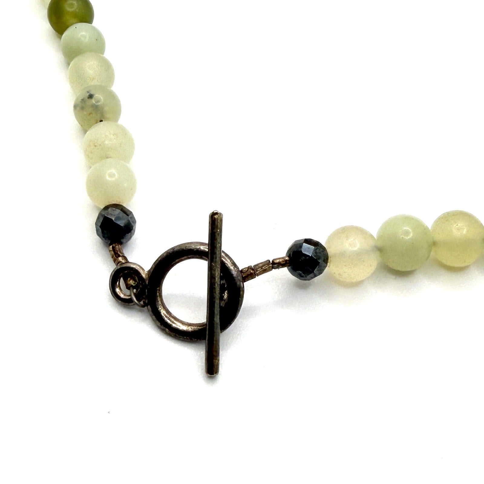 Vintage 90s Yellow Carved Stone Rose Jasper Beaded Boho Chunky Toggle Necklace