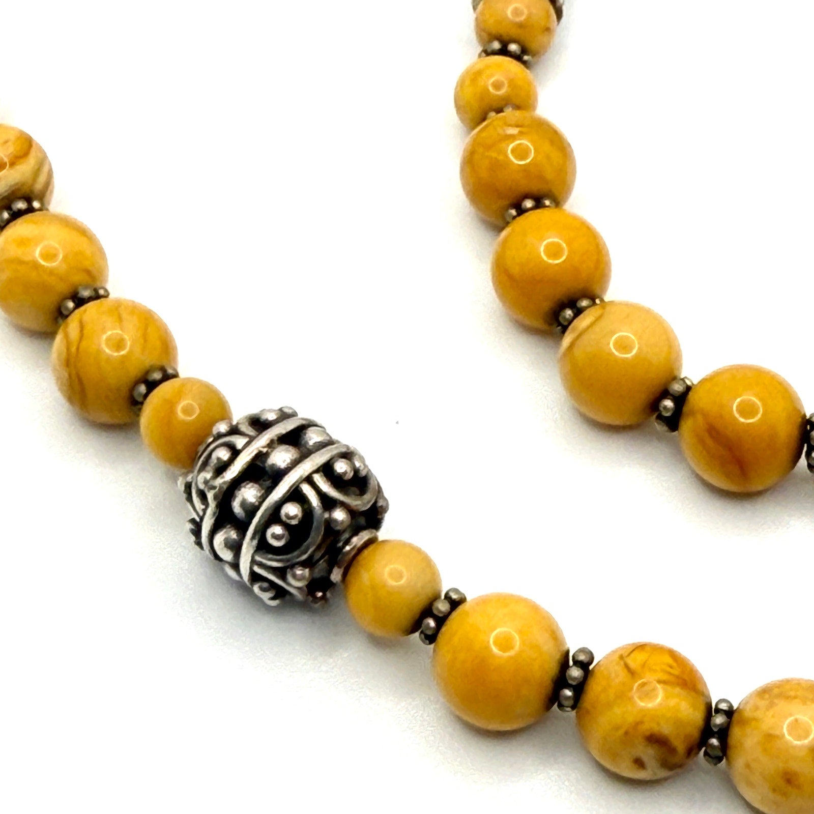 Vintage 90s Yellow Jasper Artisan Toggle Clasp Necklace Bracelet Set