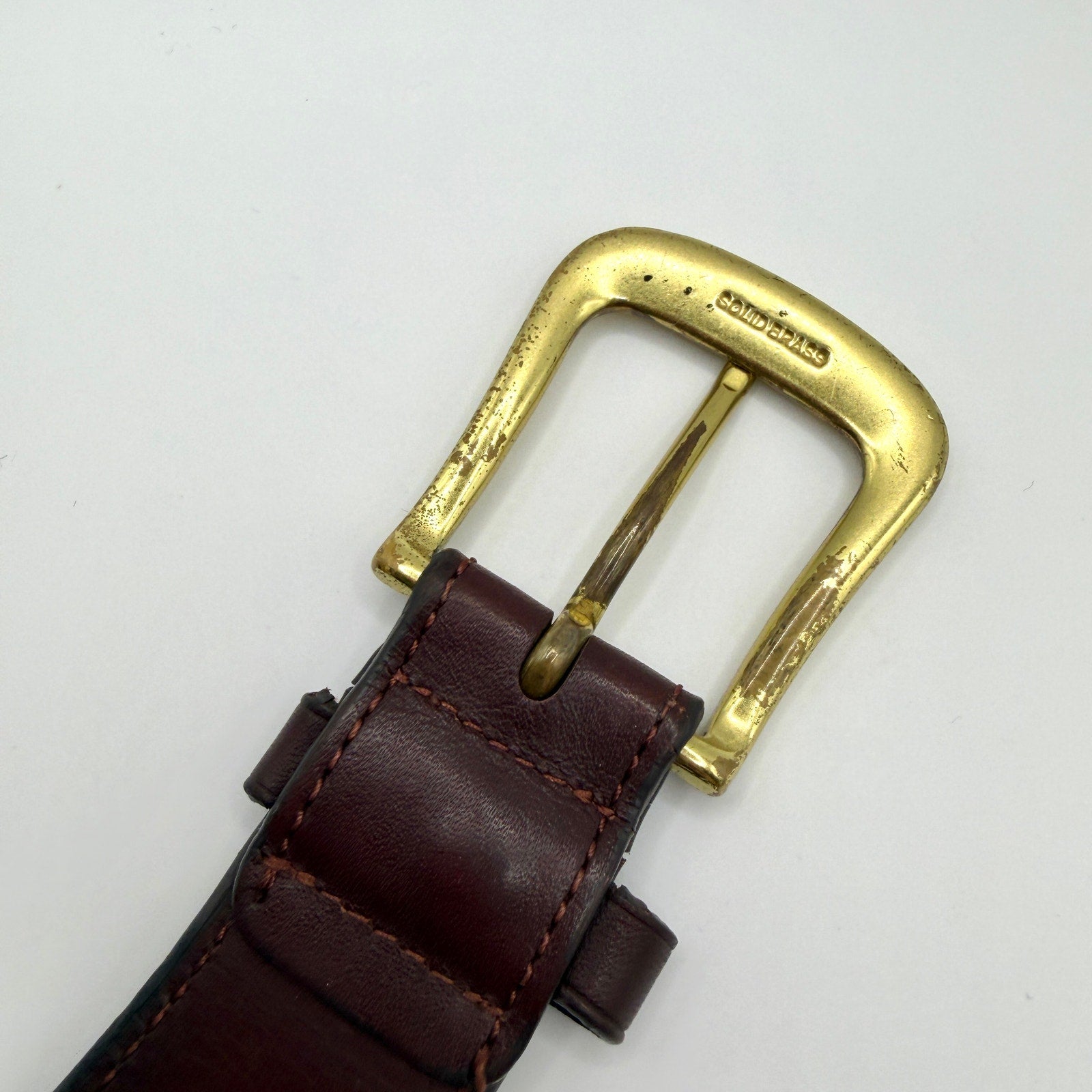 Harding Lane Blue Genuine Leather Preppy Marthas Vineyard Needlepoint Belt