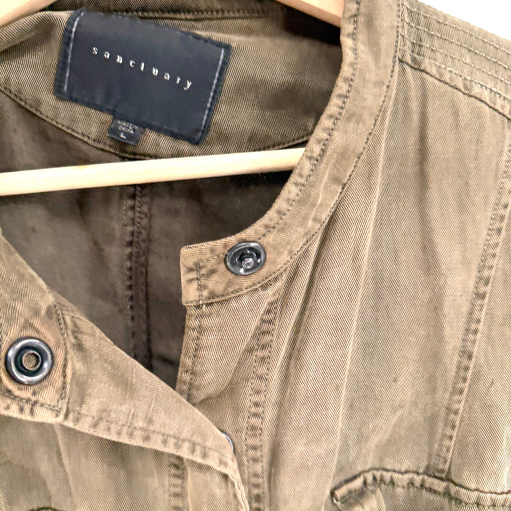 Sanctuary Army Green Olive Utility Field Military Lightweight Jacket
